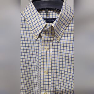 Hathaway Men's Checkered Button Down Shirt - Yellow and Blue